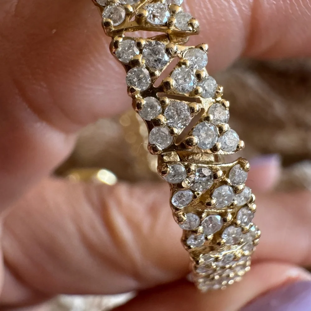 Elegant 6.5 CT Natural Diamonds Bracelet 14K Yellow Gold 7” Length - Picture 4 of 15